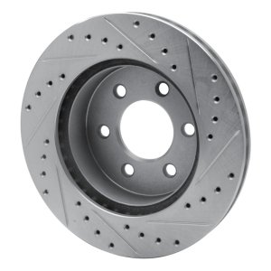 Dodge Dakota Brake Rotor (1) - Front Left - R1 Concepts - Drilled & Slotted - Silver - `97-`02